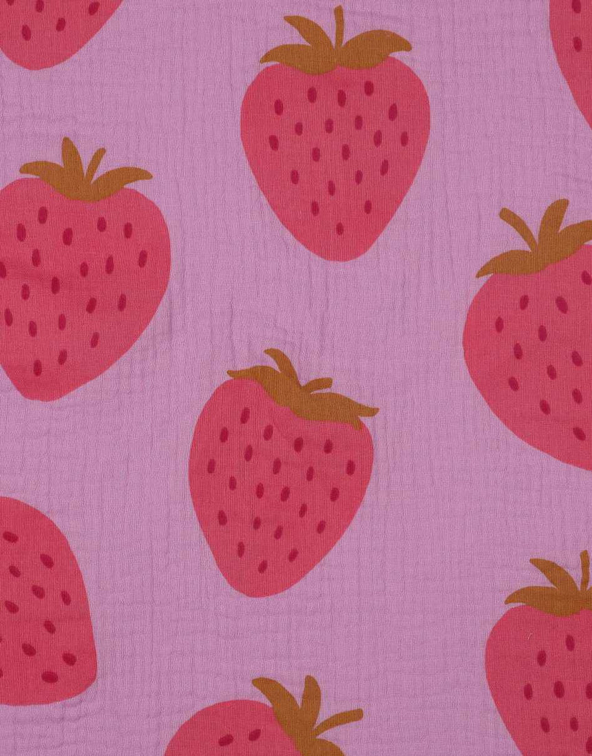 Pink Strawberry Double Gauze Fabric