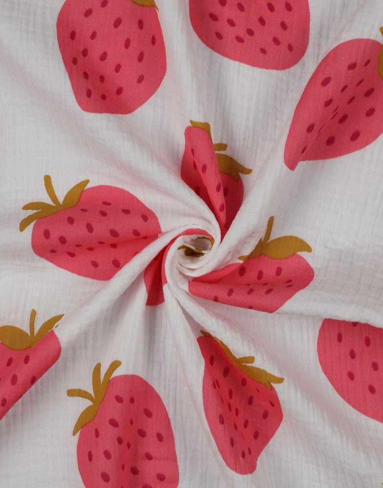 White Strawberry Double Gauze Fabric