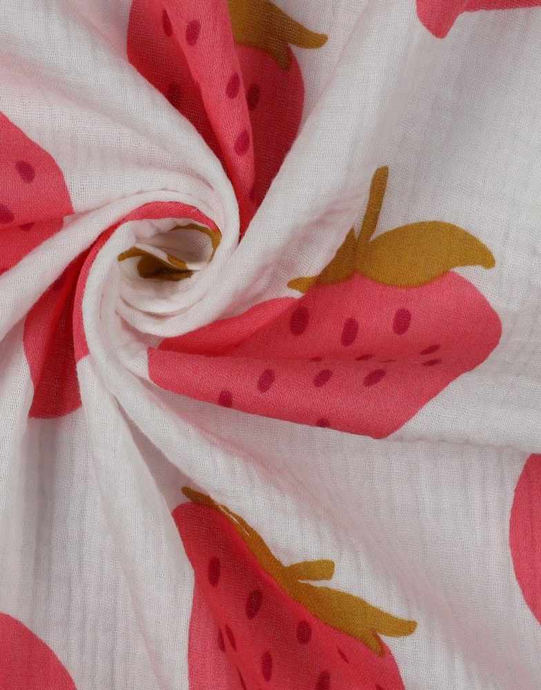 White Strawberry Double Gauze Fabric