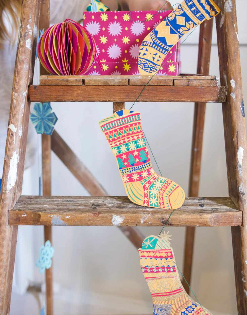 Festive Stockings Christmas Paper Garland, East End Press