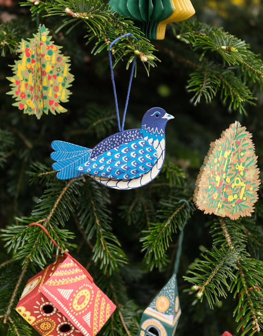 Dove Screen-Printed Board Christmas Decoration, East End Press