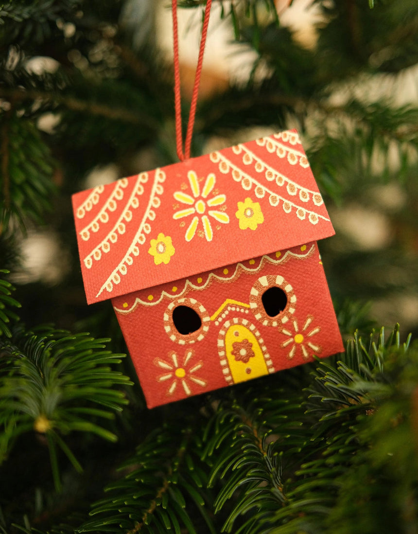 Gingerbread House Screen-Printed Board Christmas Decoration, East End Press