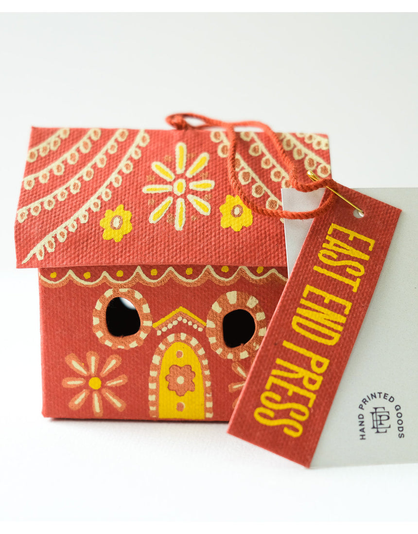 Gingerbread House Screen-Printed Board Christmas Decoration, East End Press