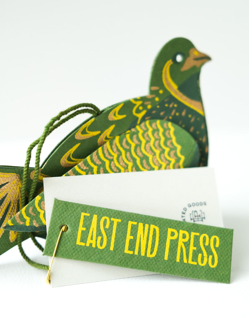 Partridge Screen-Printed Board Christmas Decoration, East End Press