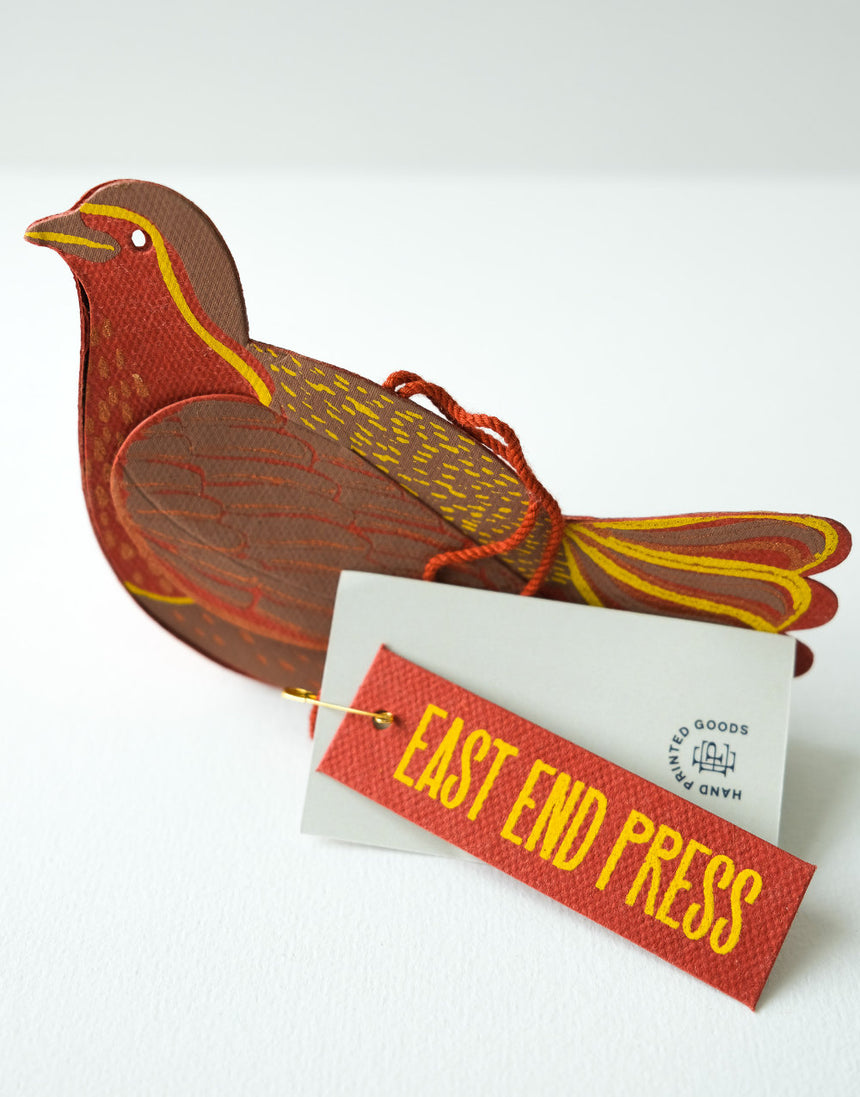 Robin Screen-Printed Board Christmas Decoration, East End Press