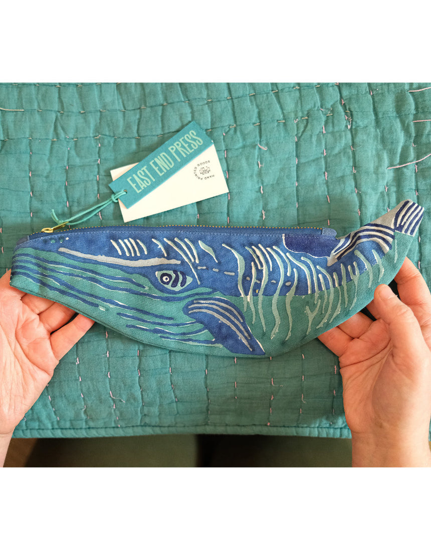 Whale Zipped Fabric Pouch, East End Press