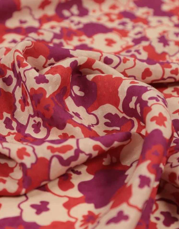 Fabric Godmother Viscose Red / Floral Red & Purple Amour Floral Viscose Jacquard Fabric 15922