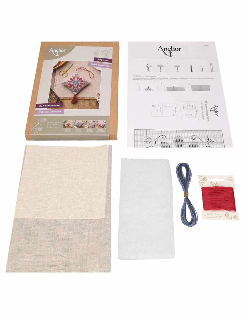 Linen Folk Hanging Decoration Counted Cross Stitch Kit