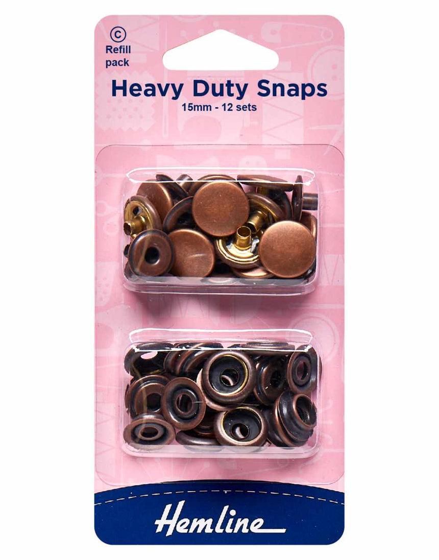 Brass Heavy Duty Snaps 15mm, Type C Set of 12