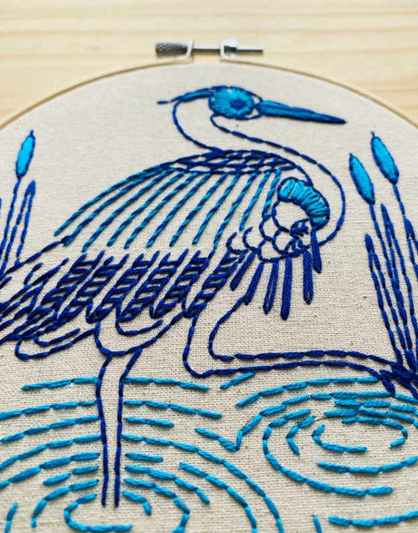 Blue Heron Embroidery Kit, Hook Line & Tinker