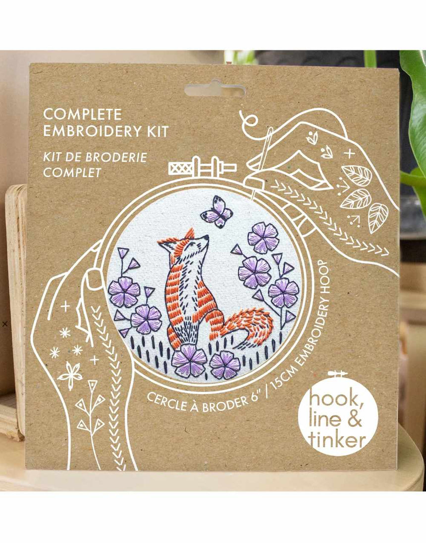 Fox in Phlox Embroidery Kit, Hook Line & Tinker