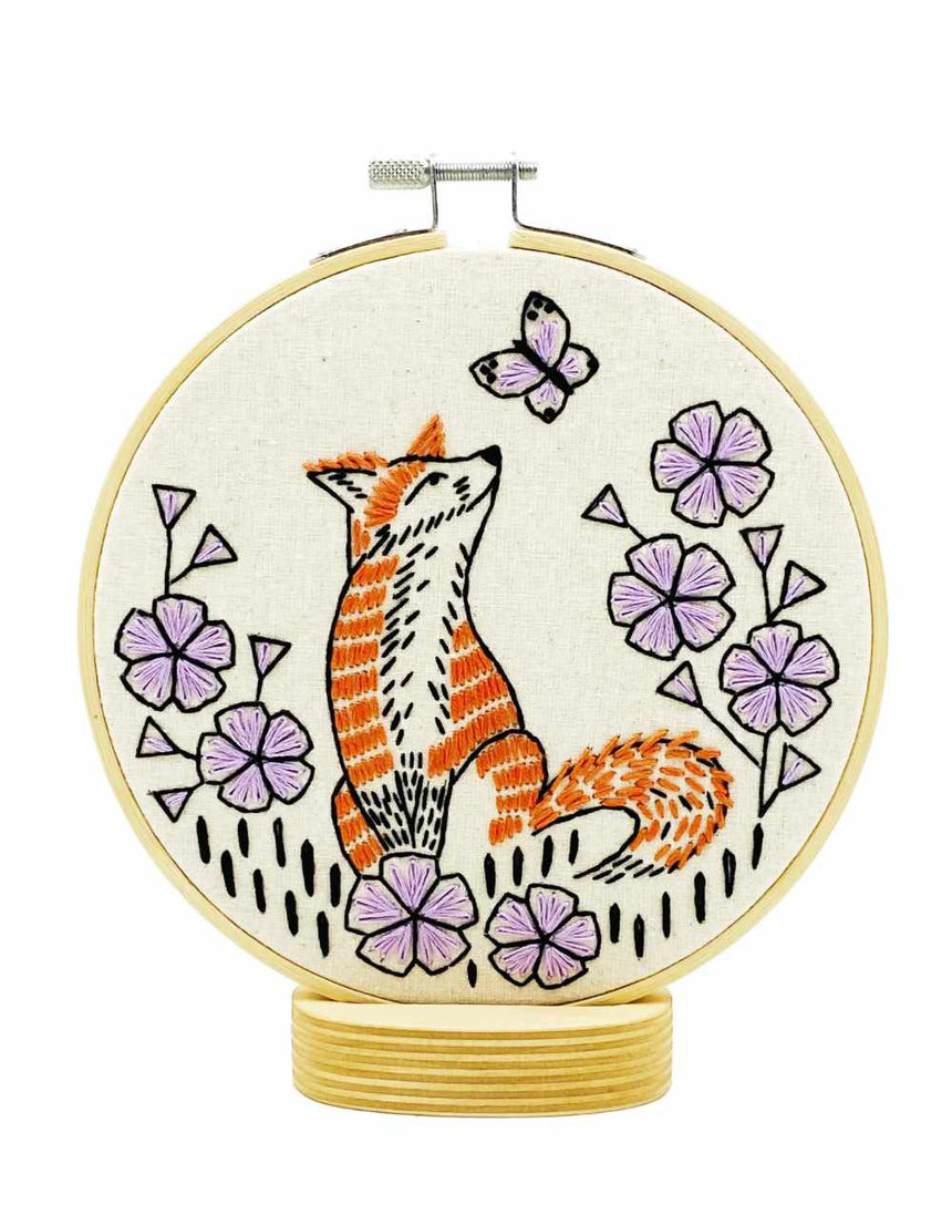 Fox in Phlox Embroidery Kit, Hook Line & Tinker