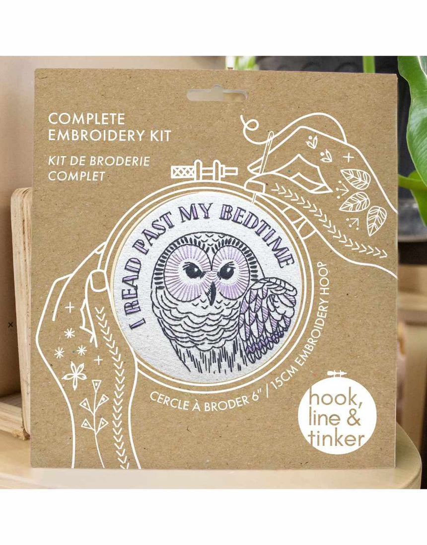 I Read Past My Bedtime Embroidery Kit, Hook Line & Tinker