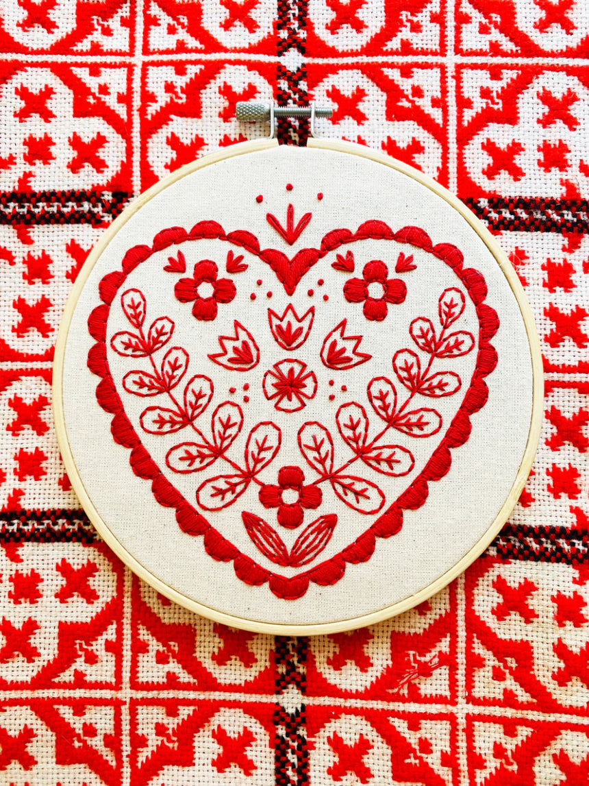 Nordic Heart Complete Embroidery Kit, Hook, Line & Tinker