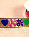 Not Specified Metallic Ribbon Gold / 25mm Hearts & Flowers Jacquard Ribbon Trim 25mm 15833