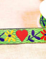 Not Specified Metallic Ribbon Green / 25mm Hearts & Flowers Jacquard Ribbon Trim 25mm 15831