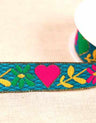 Not Specified Metallic Ribbon Turquoise / 25mm Hearts & Flowers Jacquard Ribbon Trim 25mm 15832