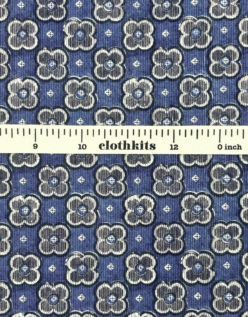 Liberty Fabrics Rossmore Cotton Corduroy, Little Clover Blue