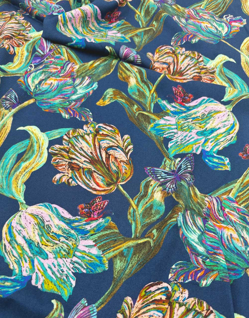 Liberty Fabrics Whitcombe Viscose Twill, Midnight Sketch Blue