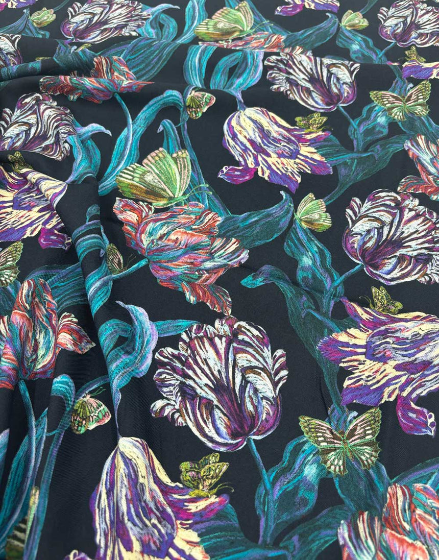 Liberty Fabrics Whitcombe Viscose Twill, Midnight Sketch Black