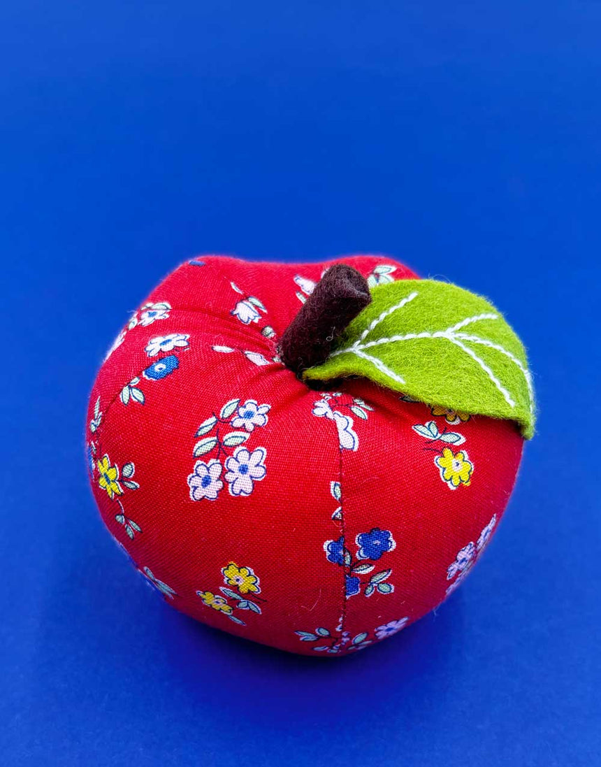 Red Apple Pin Cushion, Liberty Fabrics