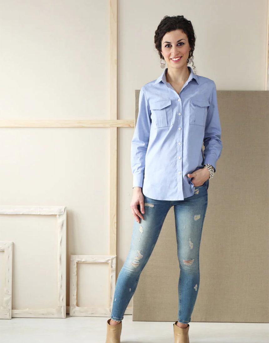 Classic Ladies Shirt Sewing Pattern, Liesl + Co