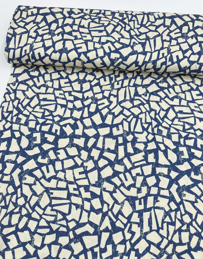 Blue Fragments Light & Lush Viscose Fabric