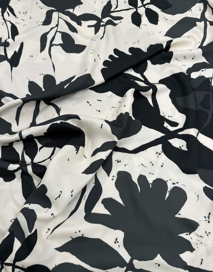 Monochrome Shadow Floral Viscose Fabric