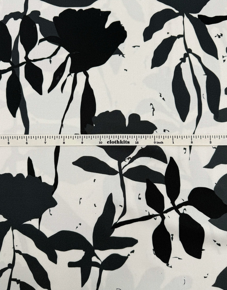 Monochrome Shadow Floral Viscose Fabric