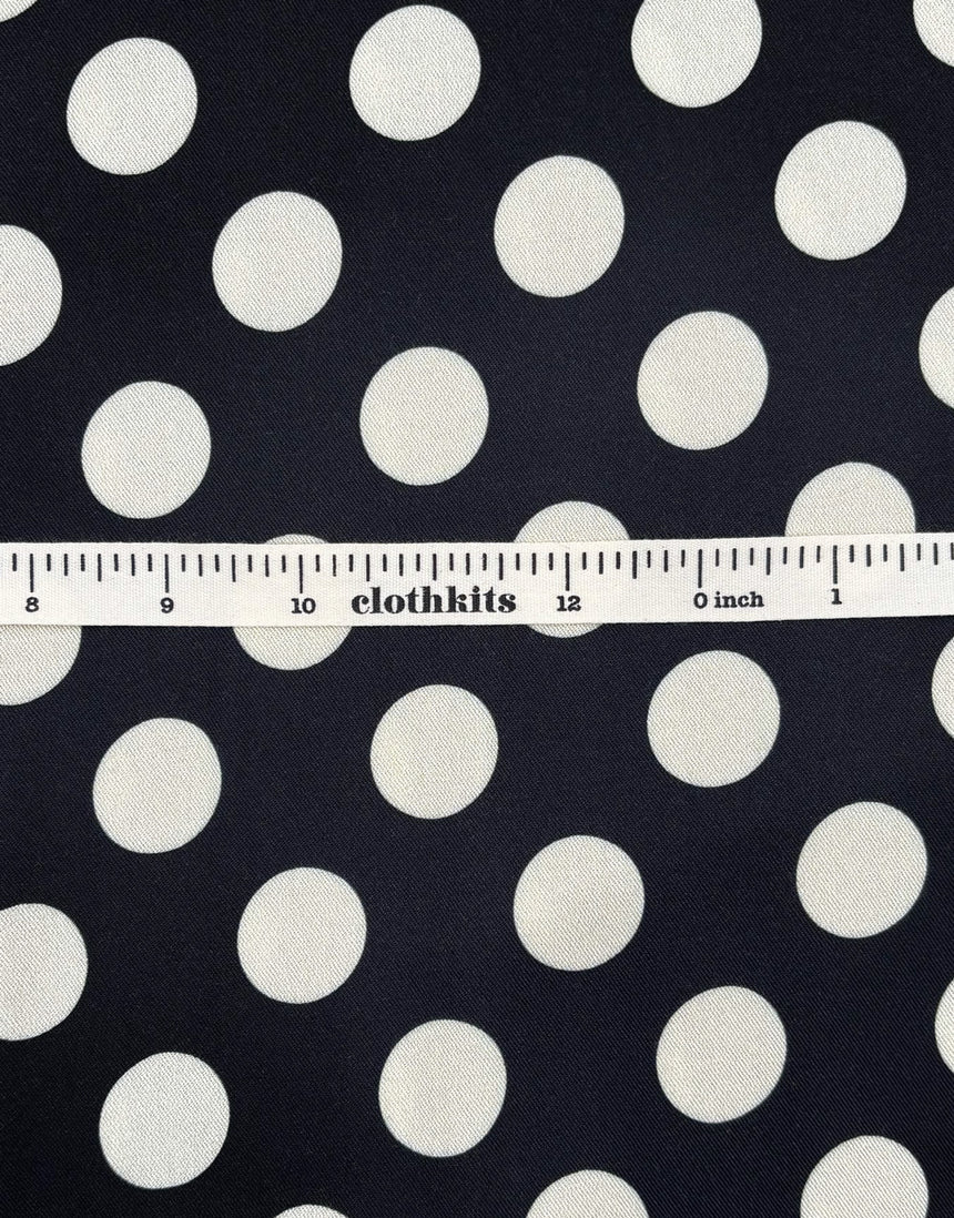 Black & Cream Spot Light & Lush Viscose Fabric