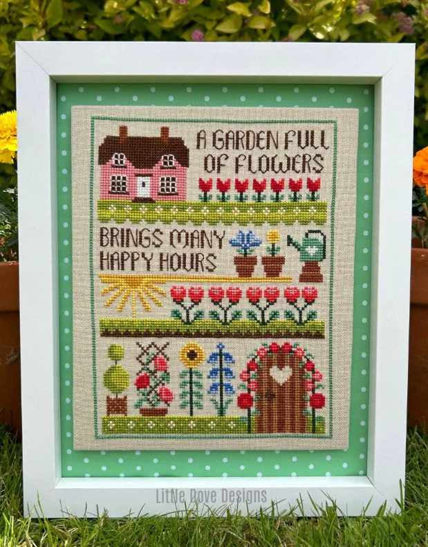 A Garden Full of Flowers Cross Stitch Kit, Little Dove Designs