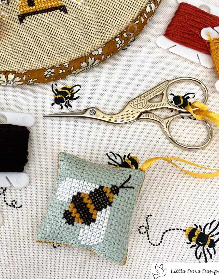 Bee Scissor Fob Cross Stitch Kit, Little Dove Designs