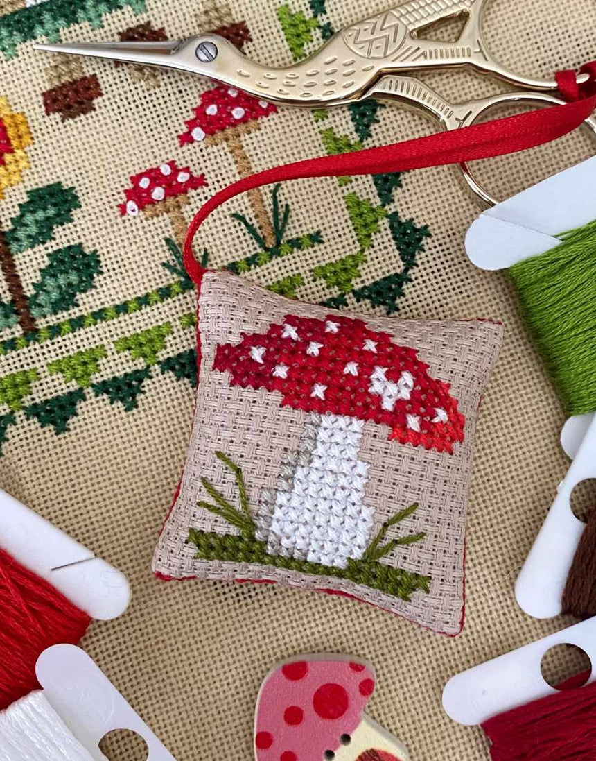 Toadstool Scissor Fob Cross Stitch Kit, Little Dove Designs