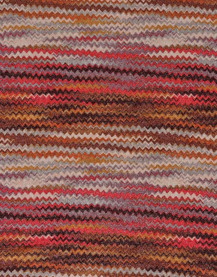 Russet Lurex Zig Zag Knit Fabric