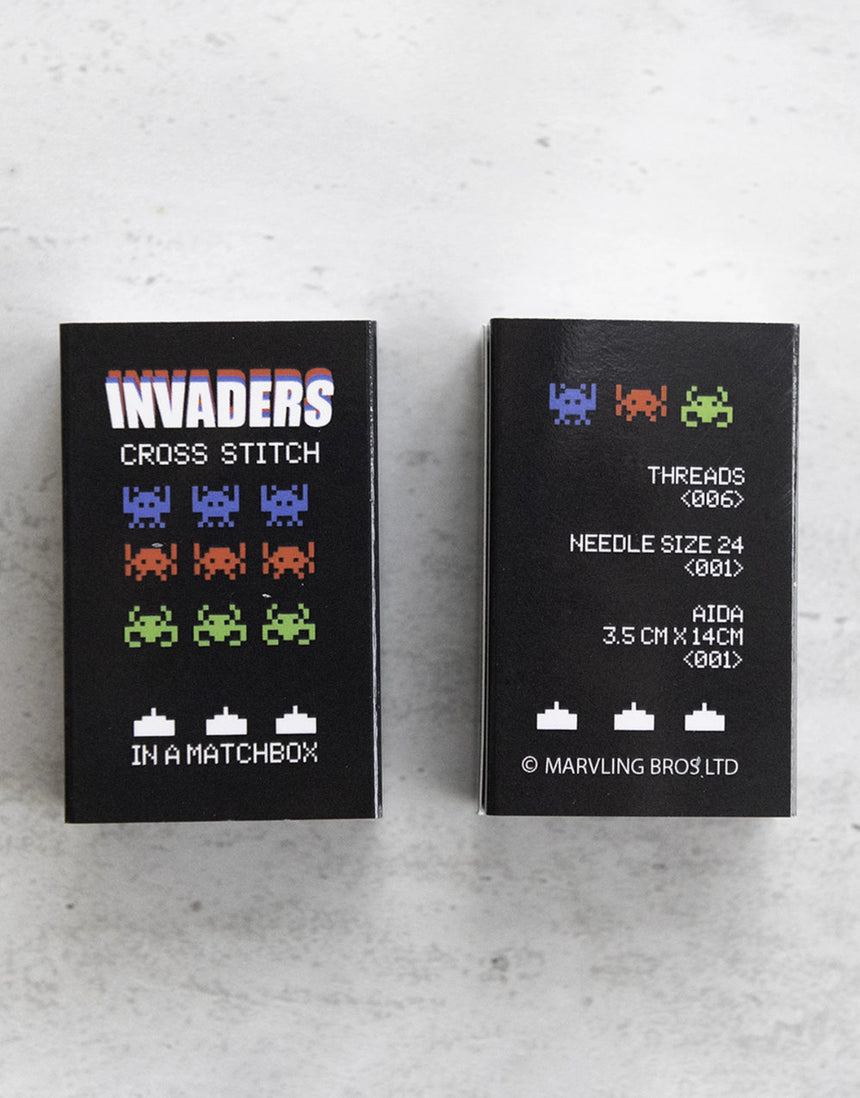 RGB Invaders Mini Cross Stitch Kit in a Matchbox