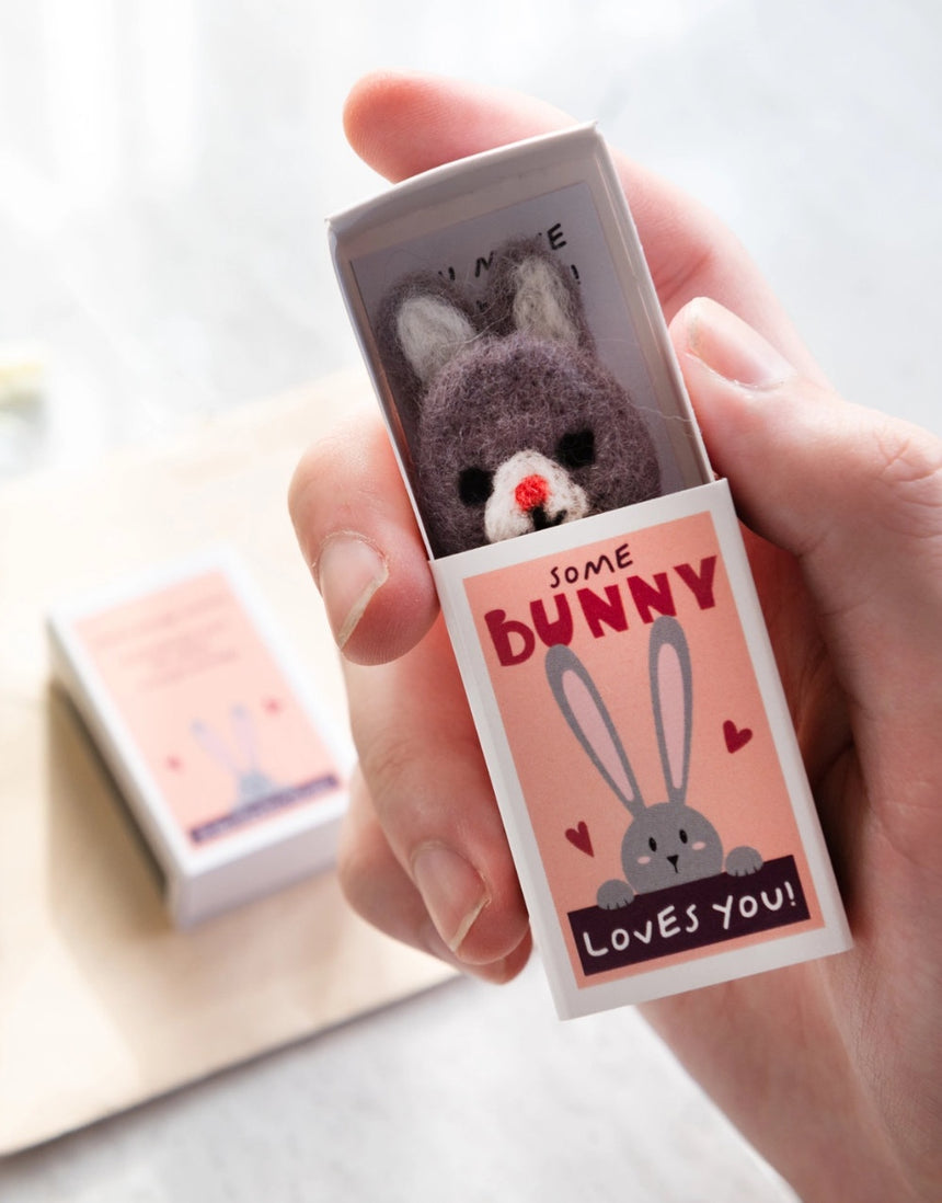 Some Bunny Loves You Wool Felt Rabbit in a Matchbox