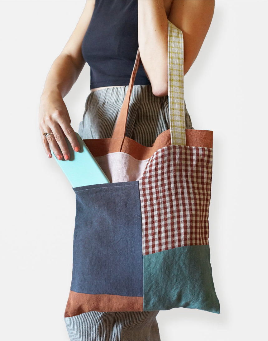 Stash Pocket Tote PDF Sewing Pattern, Matchy Matchy Sewing Club