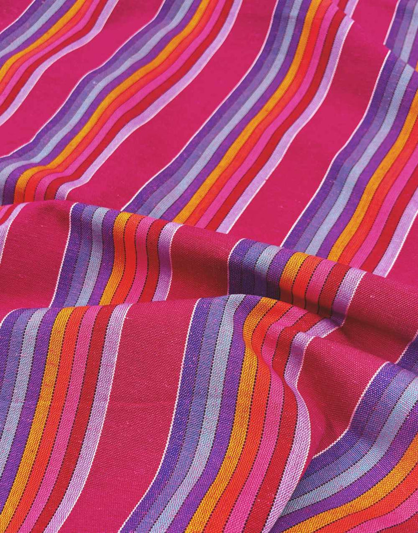 Fuchsia Rainbow Mexican Striped Fabric