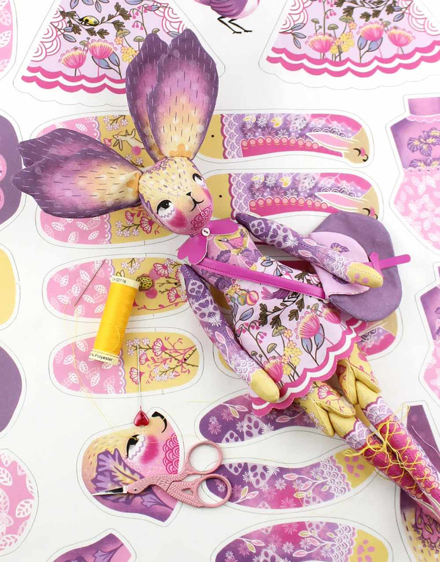 Iris Flower Bunny Dolly Sewing Kit, Miss Ella