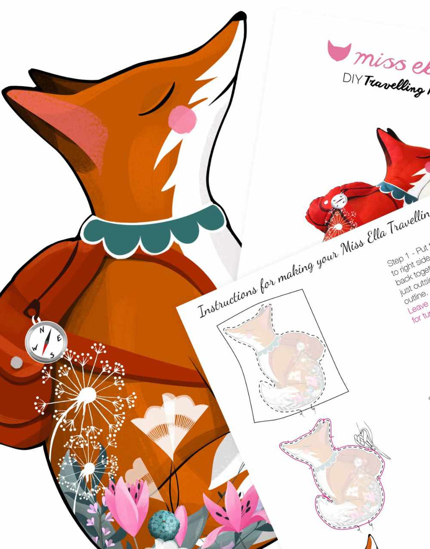 Travelling Fox Cushion Sewing Kit, Miss Ella