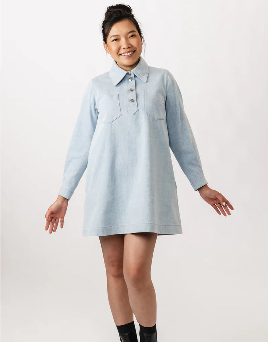 Loviisa Denim Dress Sewing Pattern, Named Clothing