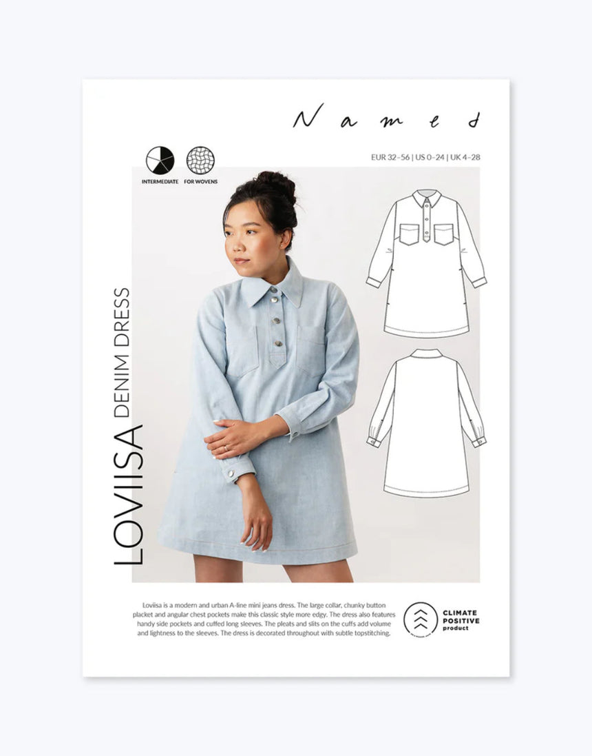 Loviisa Denim Dress Sewing Pattern, Named Clothing