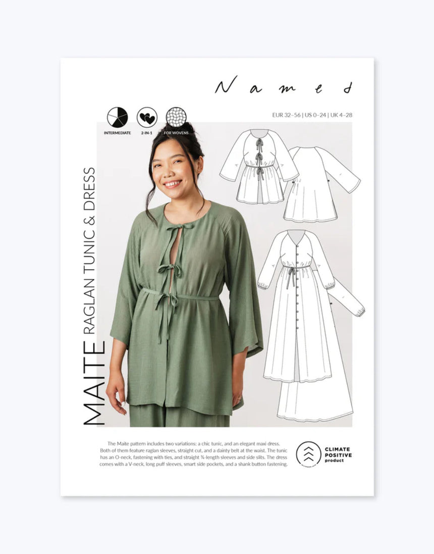 Maite Raglan Tunic & Dress Sewing Pattern, Named Clothing