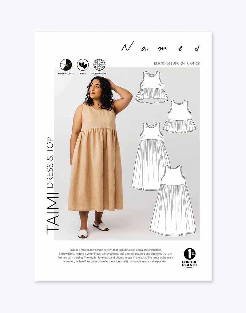 Taimi Dress & Top Sewing Pattern, Named Clothing