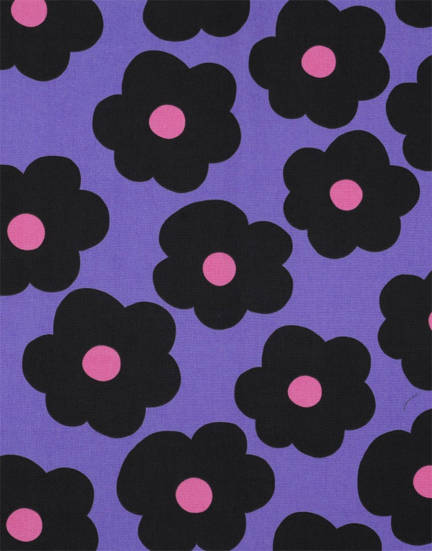 Purple Big Flower Cotton Poplin Fabric, Nerida Hansen