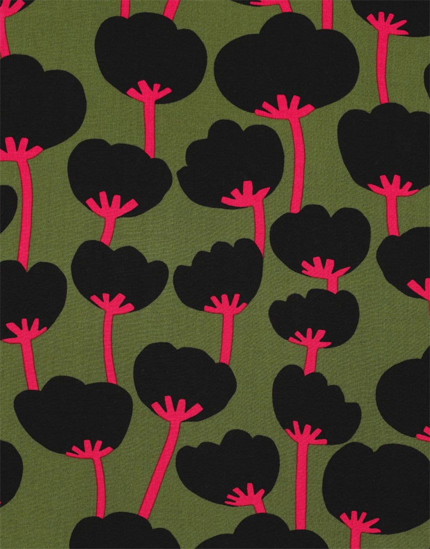 Moss Green Poppies Lenzing Ecovero Fabric, Nerida Hansen