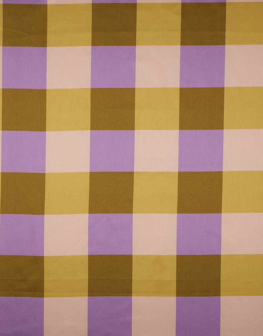 Olive Large Gingham Cotton Sateen Fabric, Nerida Hansen