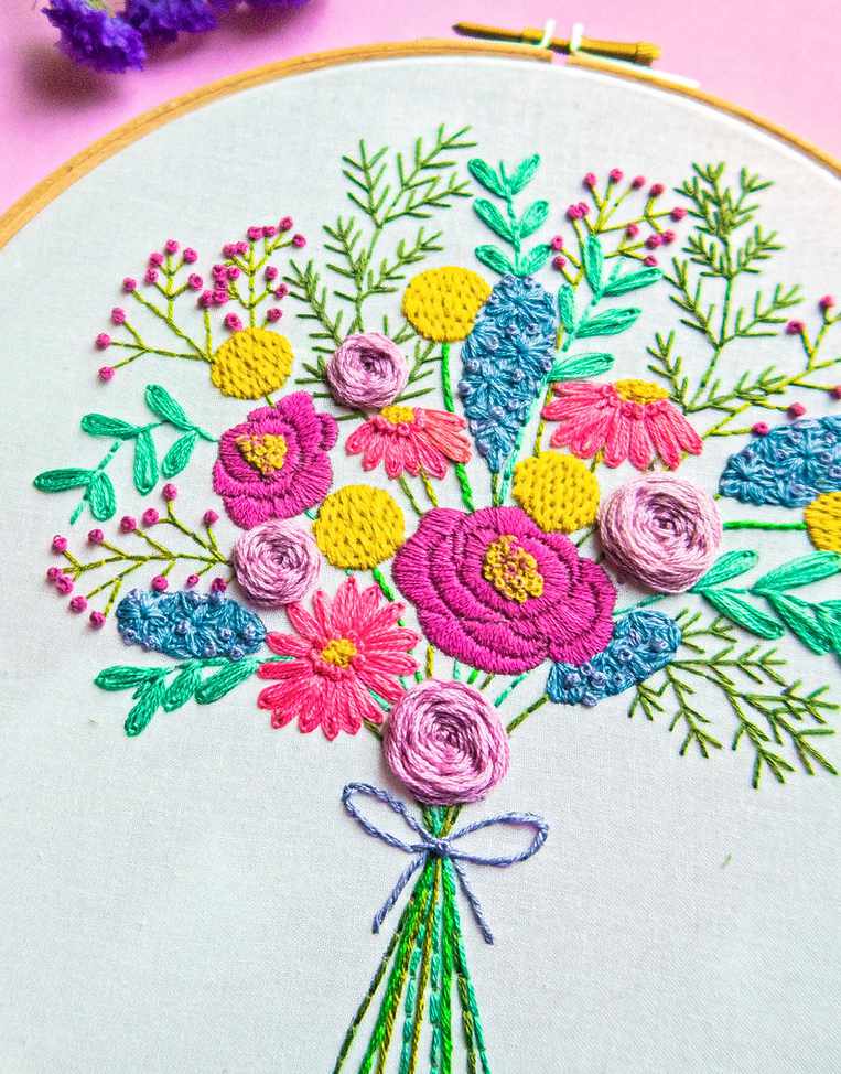 Spring Bouquet Embroidery Kit, Pixels & Purls