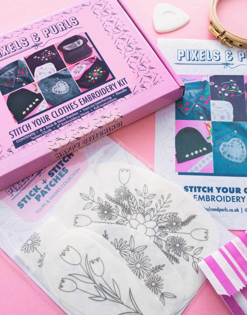 Stitch Your Clothes Embroidery Kit, Pixels & Purls