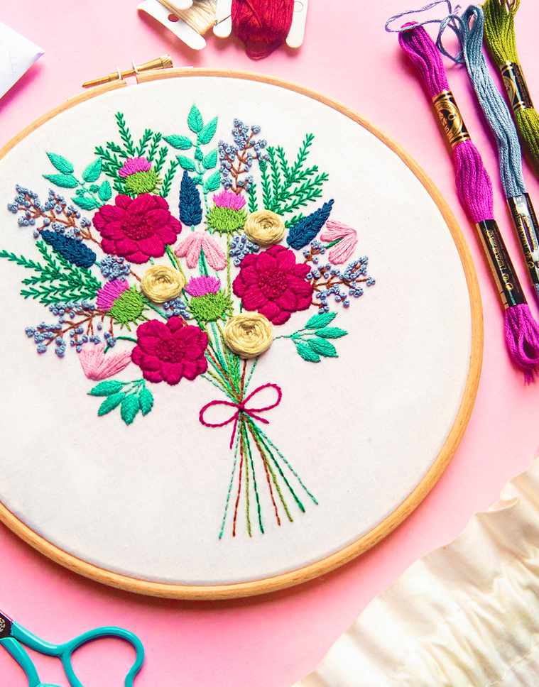 Winter Bouquet Embroidery Kit, Pixels & Purls